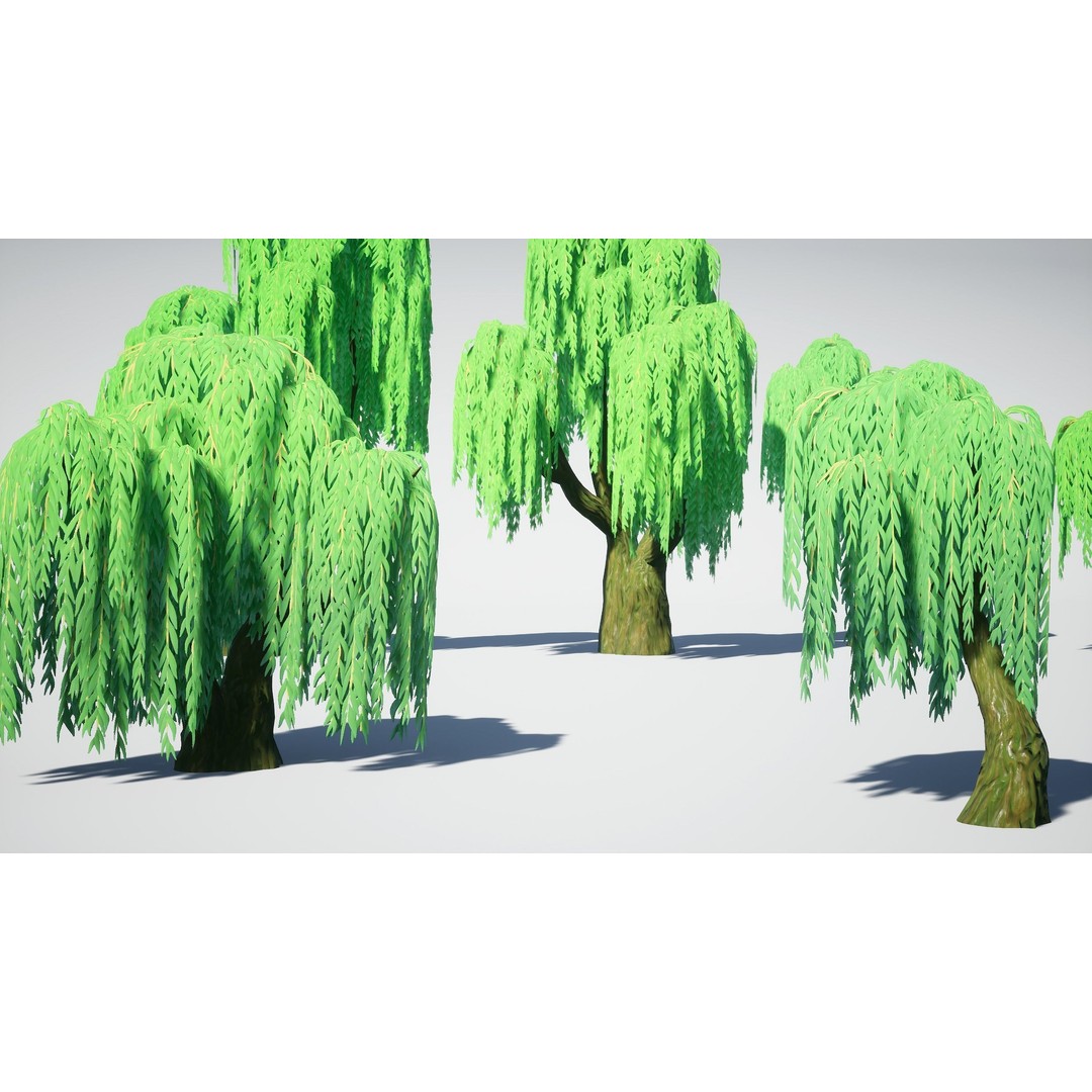 Willow Trees 3D Model – Low Poly Game Ready Asset, FBX - View 14