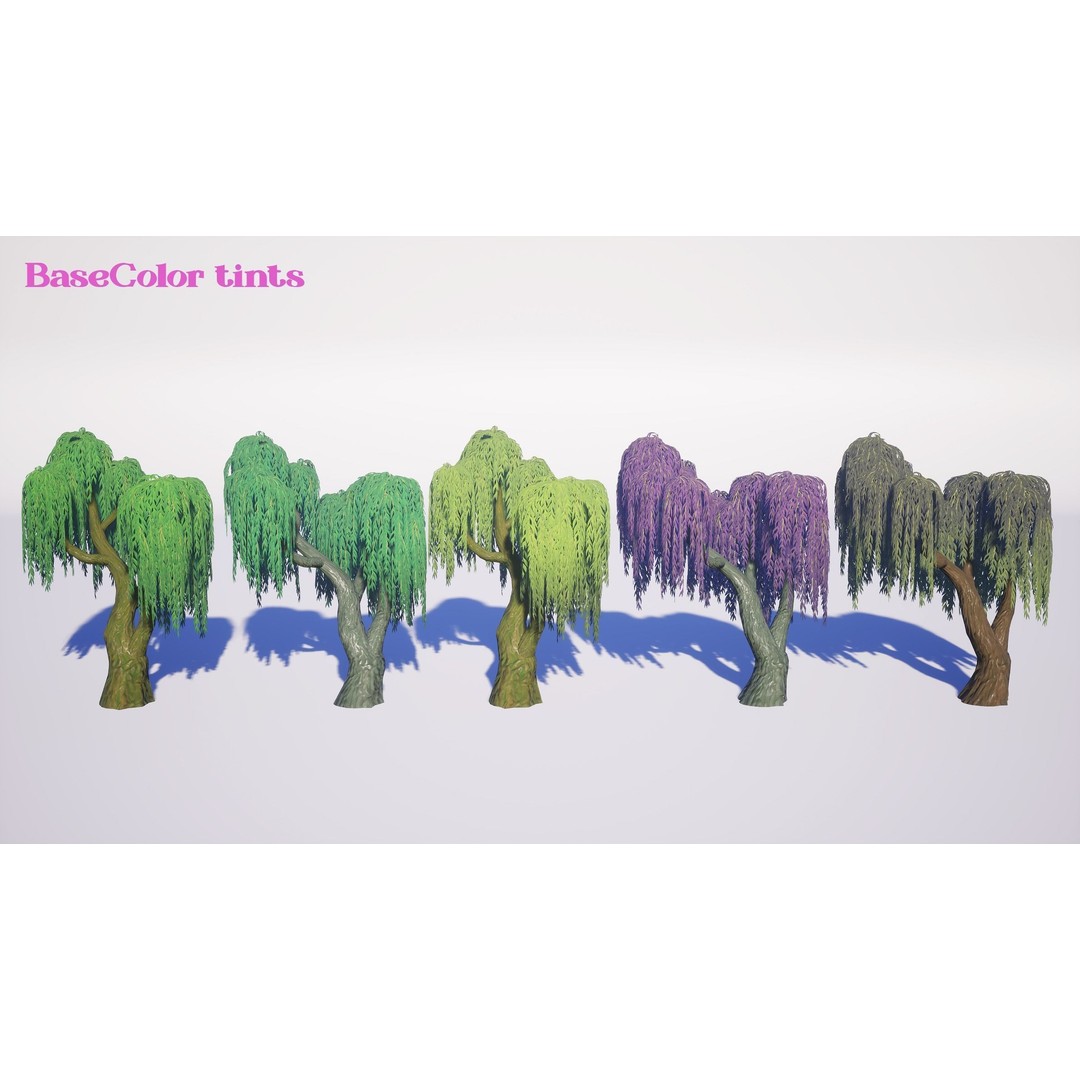 Willow Trees 3D Model – Low Poly Game Ready Asset, FBX - View 17