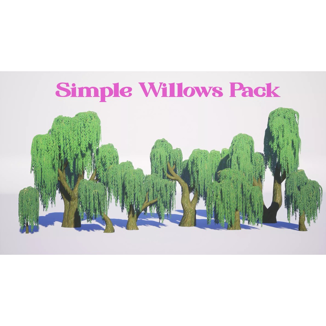 Willow Trees 3D Model – Low Poly Game Ready Asset, FBX - View 2