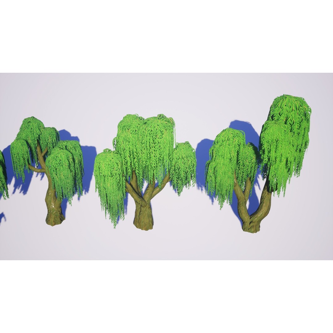 Willow Trees 3D Model – Low Poly Game Ready Asset, FBX - View 7