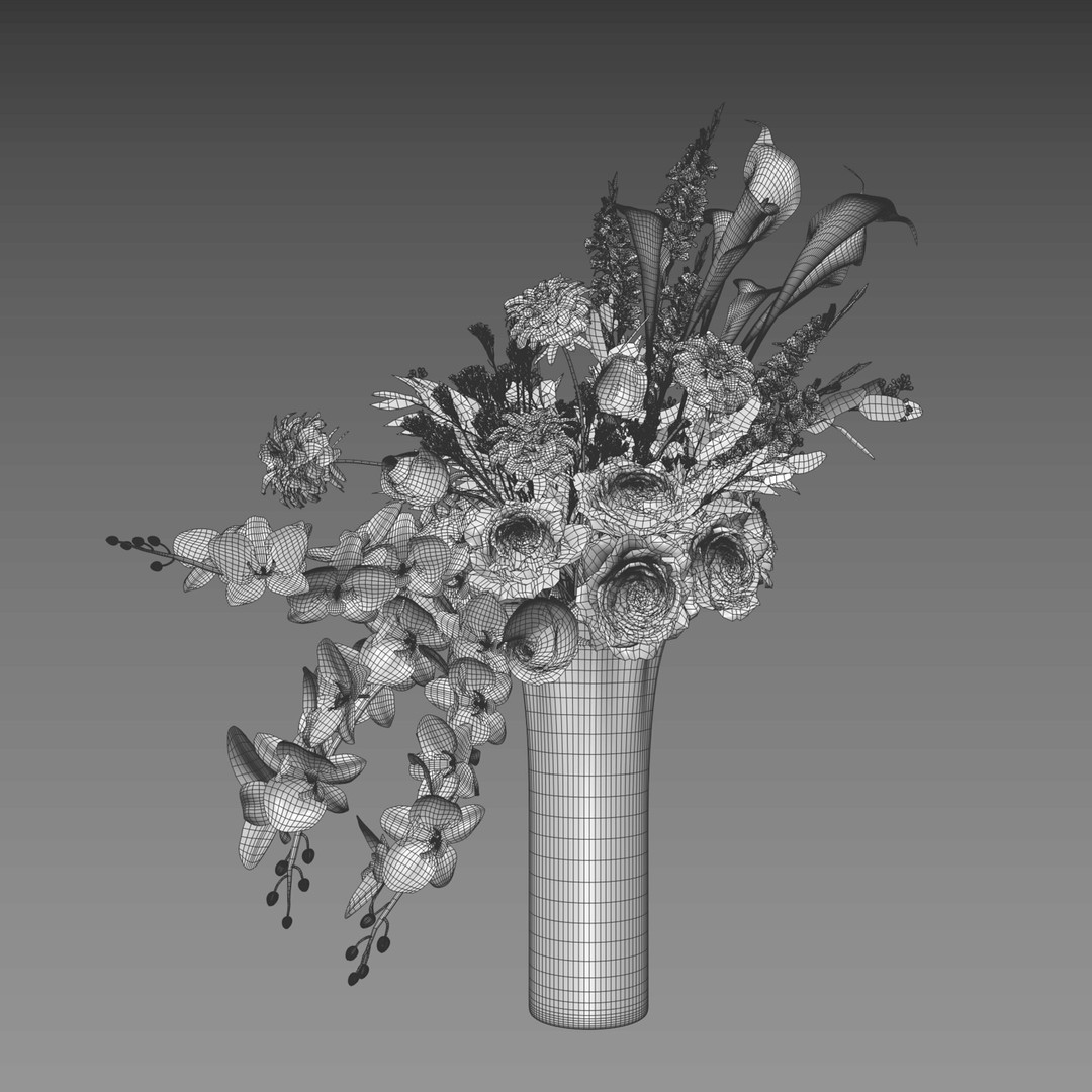 Flower Set 085 3D Model – High Poly Bouquet with FBX Format