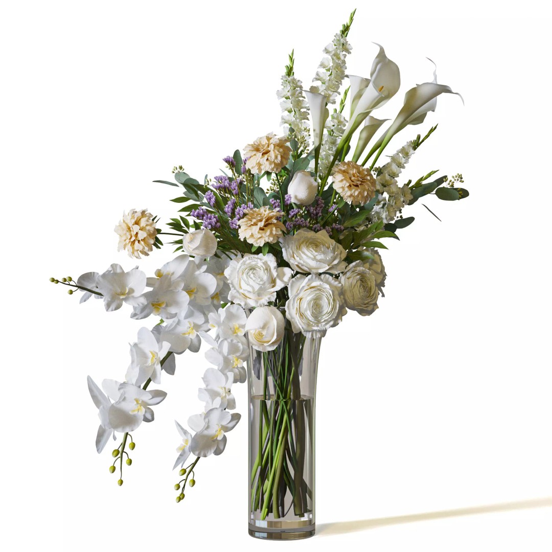 Flower Set 085 3D Model – High Poly Bouquet with FBX Format - View 2