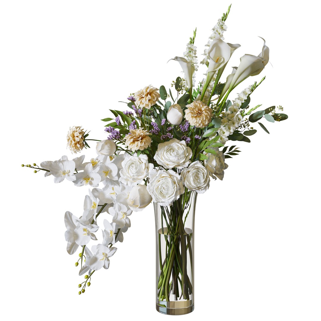 Flower Set 085 3D Model – High Poly Bouquet with FBX Format - View 3