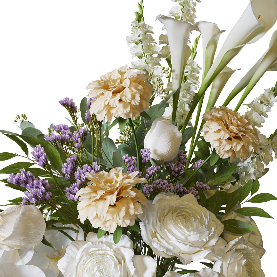 Flower Set 085 3D Model – High Poly Bouquet with FBX Format - View 4