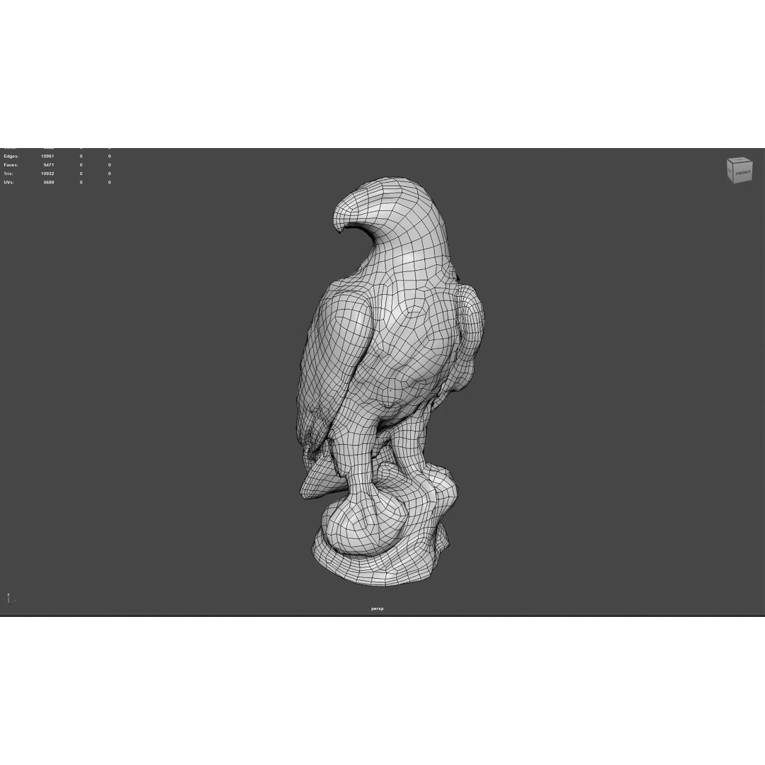 Majestic Eagle Statue 3D Model – High-Detail PBR Stone Sculpture, Low Poly