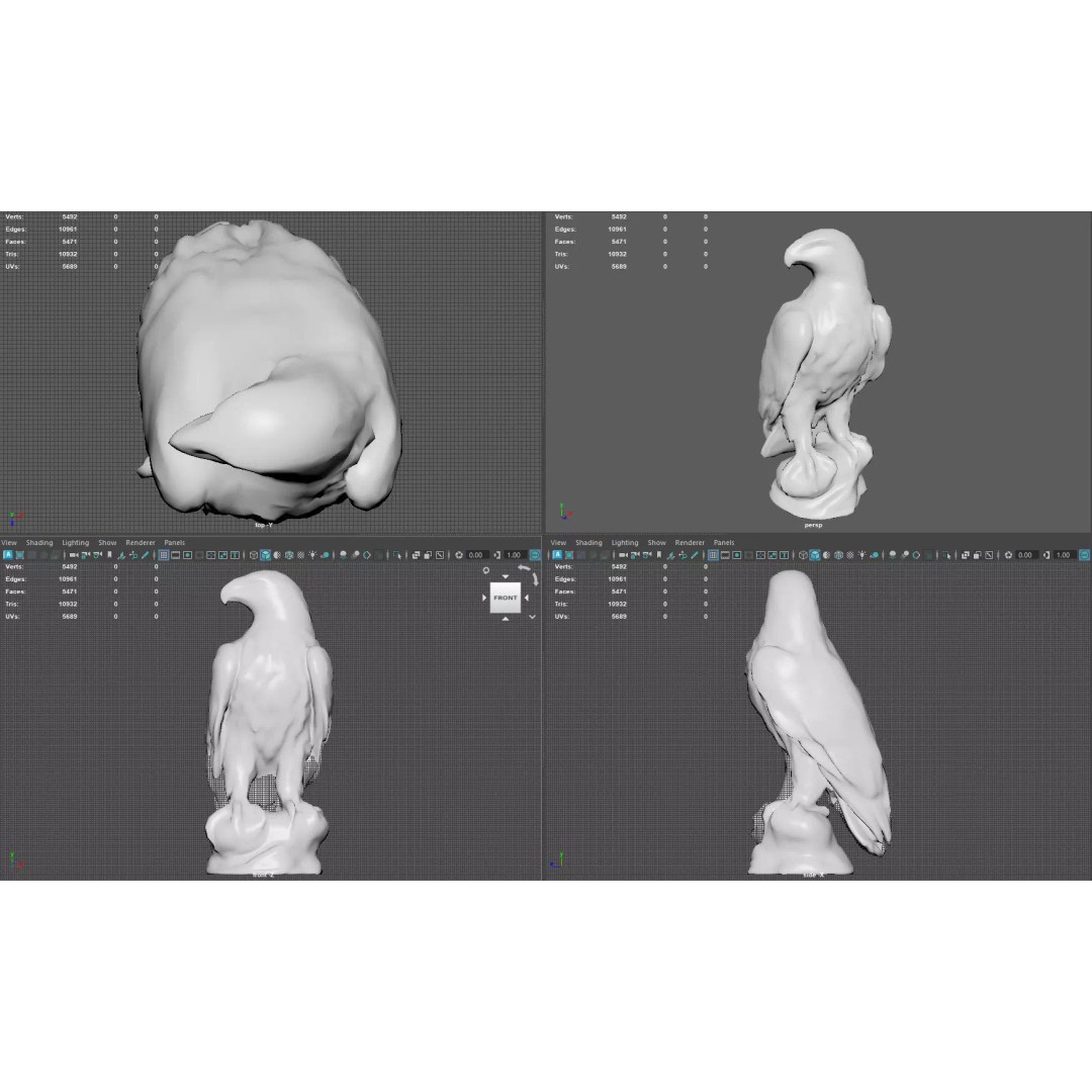 Majestic Eagle Statue 3D Model – High-Detail PBR Stone Sculpture, Low Poly - View 11