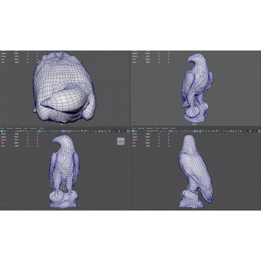 Majestic Eagle Statue 3D Model – High-Detail PBR Stone Sculpture, Low Poly - View 12
