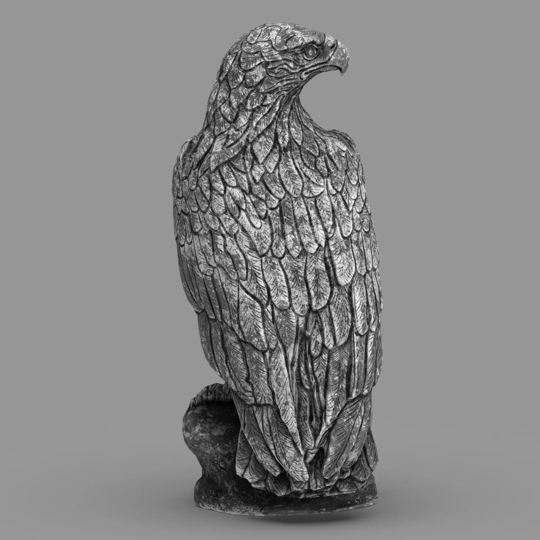Majestic Eagle Statue 3D Model – High-Detail PBR Stone Sculpture, Low Poly - View 4