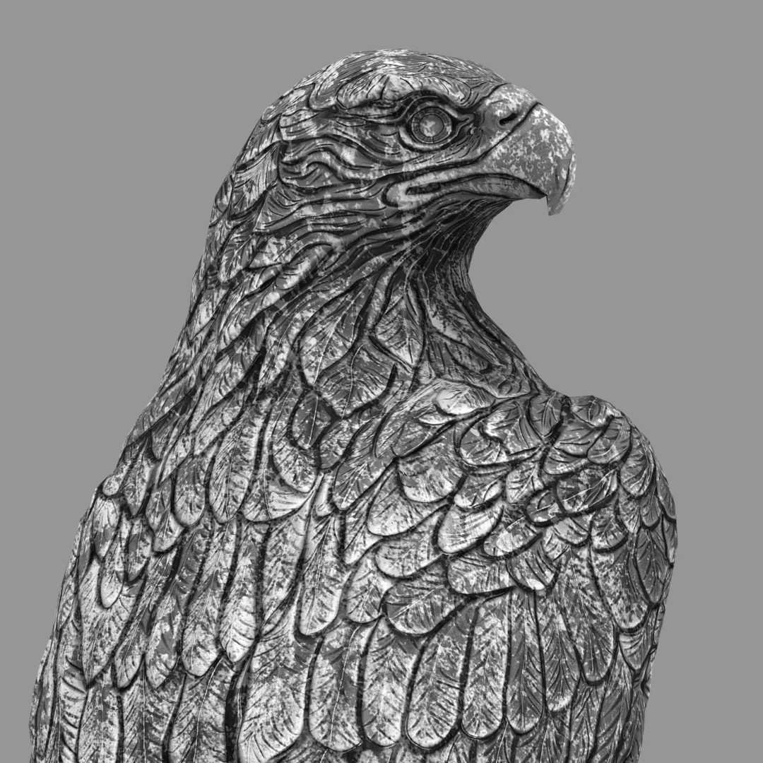 Majestic Eagle Statue 3D Model – High-Detail PBR Stone Sculpture, Low Poly - View 6