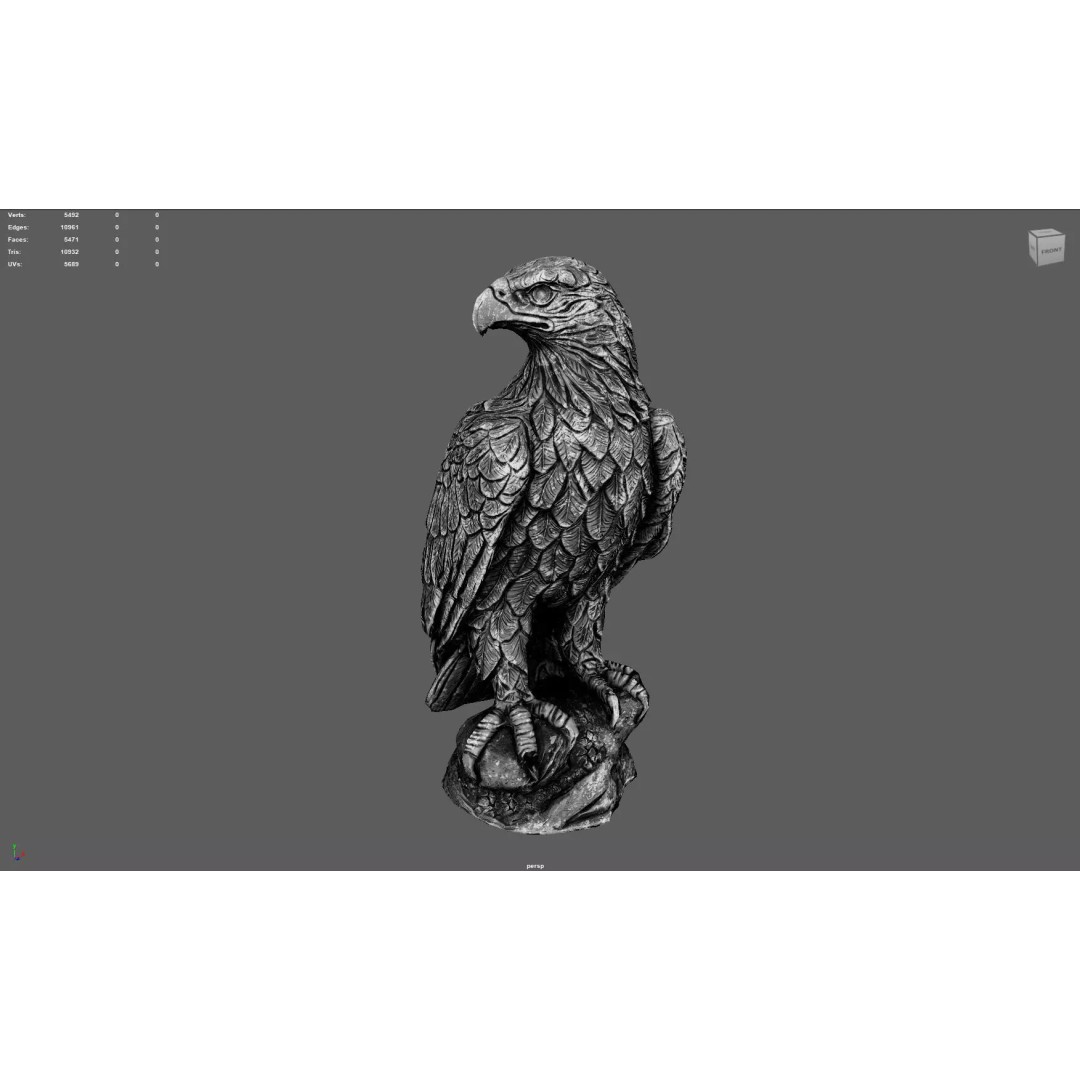 Majestic Eagle Statue 3D Model – High-Detail PBR Stone Sculpture, Low Poly - View 7