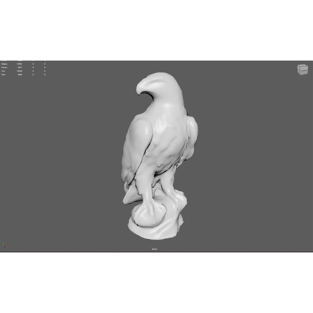 Majestic Eagle Statue 3D Model – High-Detail PBR Stone Sculpture, Low Poly - View 8