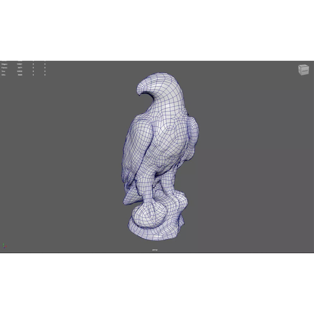 Majestic Eagle Statue 3D Model – High-Detail PBR Stone Sculpture, Low Poly - View 9