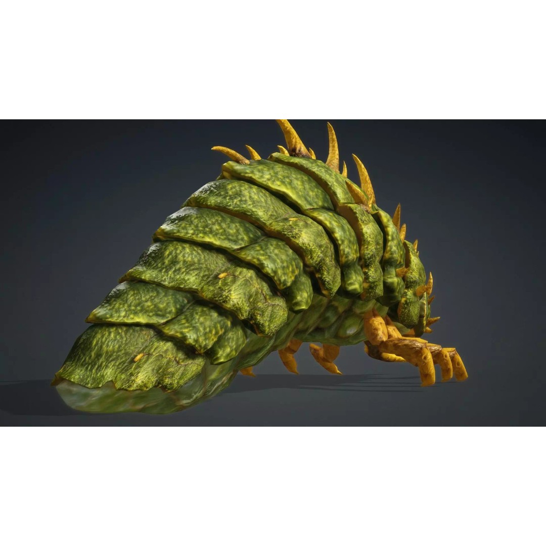 Larval 3D Model – Animated Rigged Insect Asset, PBR Textures - View 11