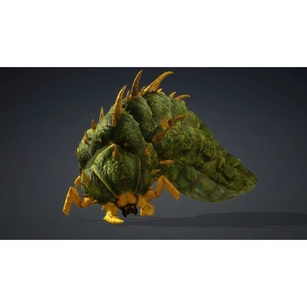 Larval 3D Model – Animated Rigged Insect Asset, PBR Textures - View 12