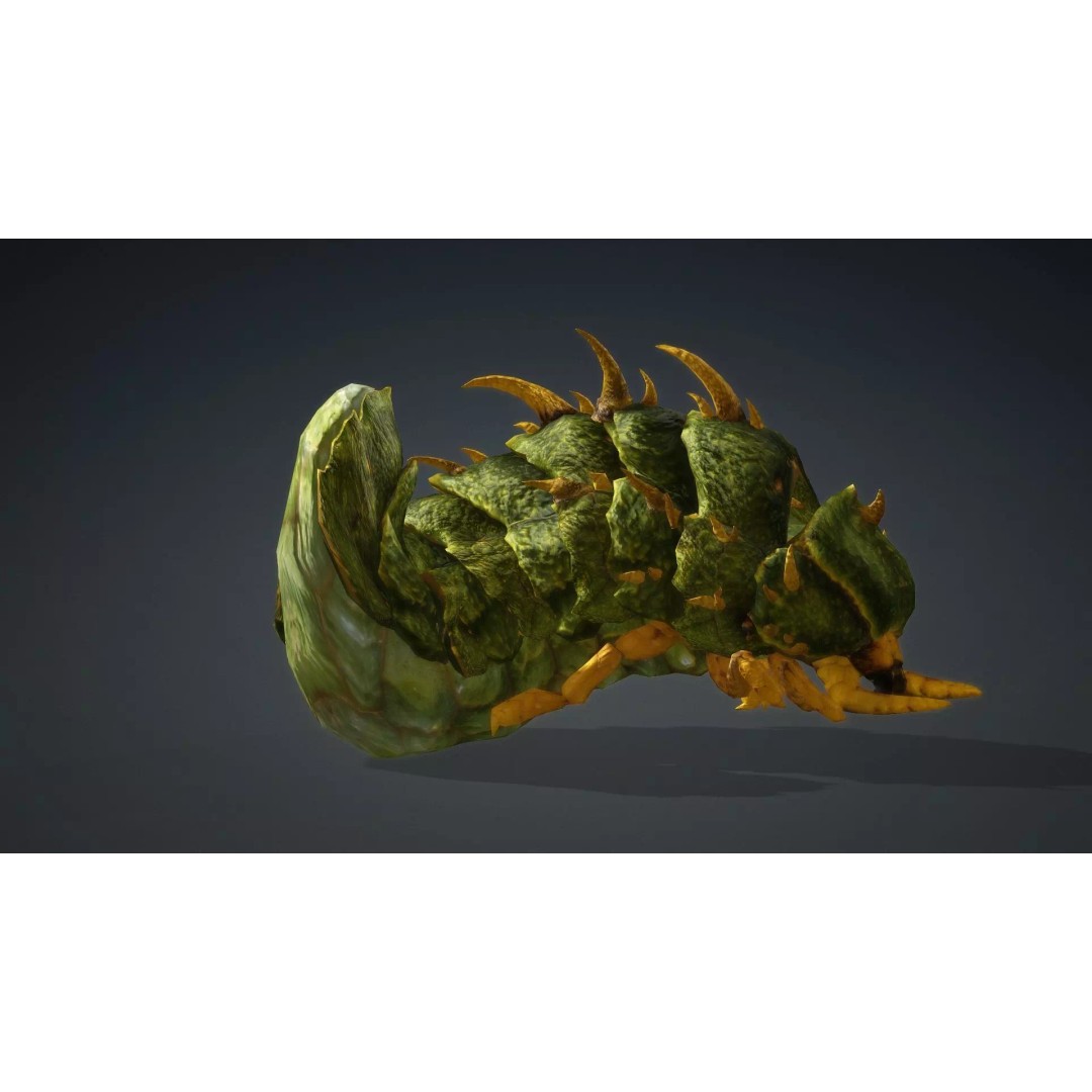 Larval 3D Model – Animated Rigged Insect Asset, PBR Textures - View 14