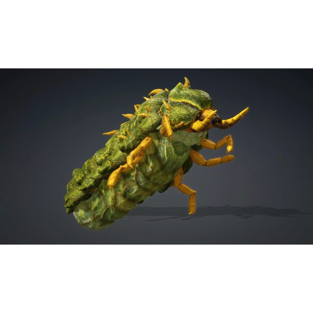 Larval 3D Model – Animated Rigged Insect Asset, PBR Textures - View 15