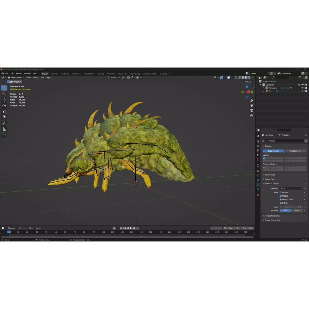 Larval 3D Model – Animated Rigged Insect Asset, PBR Textures - View 16