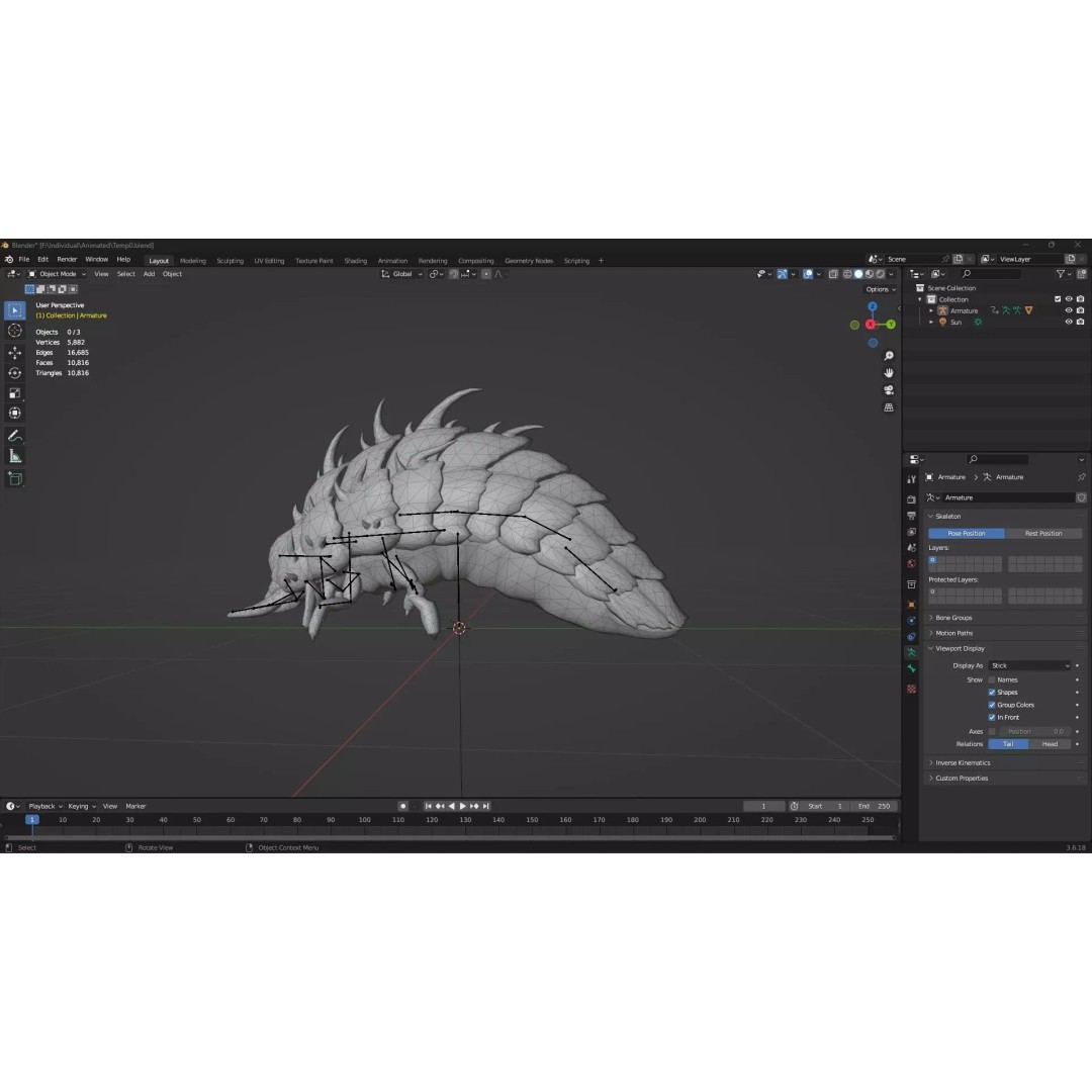 Larval 3D Model – Animated Rigged Insect Asset, PBR Textures - View 17