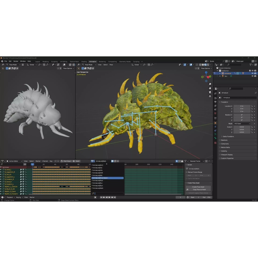 Larval 3D Model – Animated Rigged Insect Asset, PBR Textures - View 19