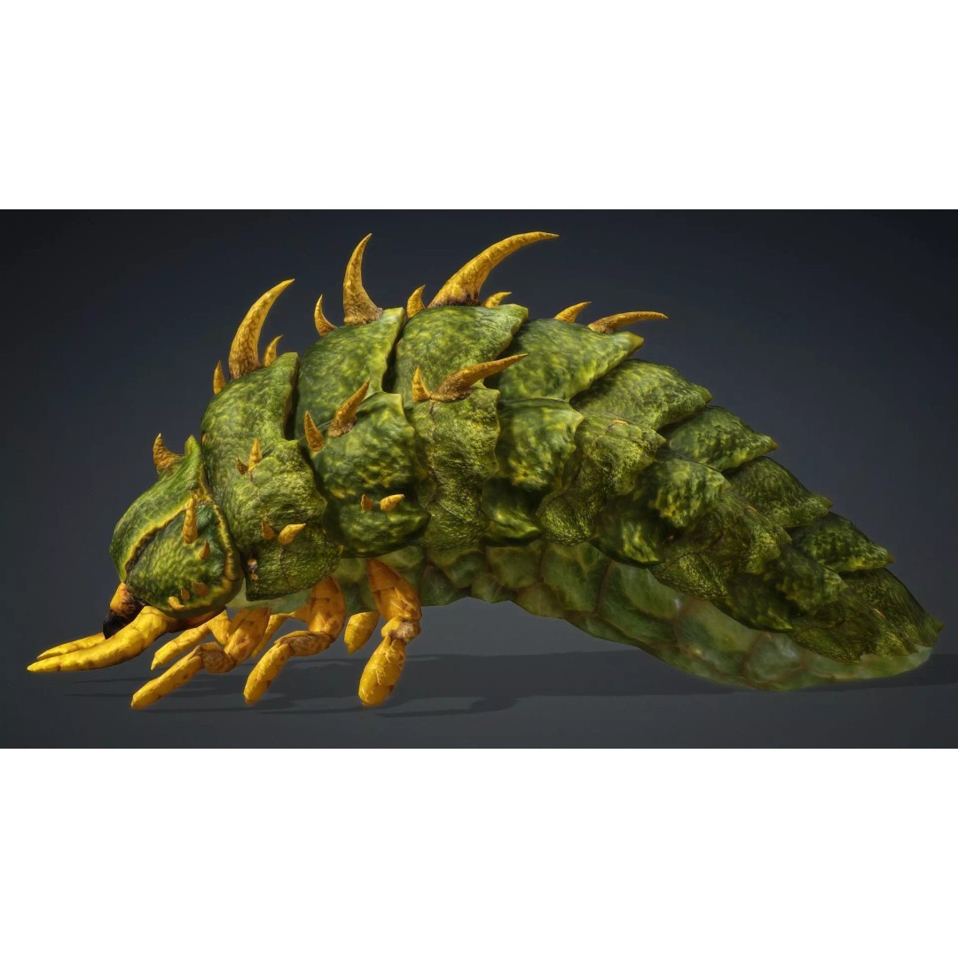 Larval 3D Model – Animated Rigged Insect Asset, PBR Textures - View 4