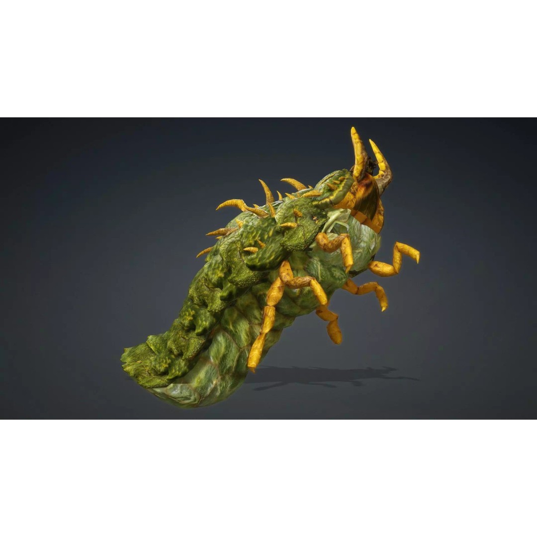 Larval 3D Model – Animated Rigged Insect Asset, PBR Textures - View 7