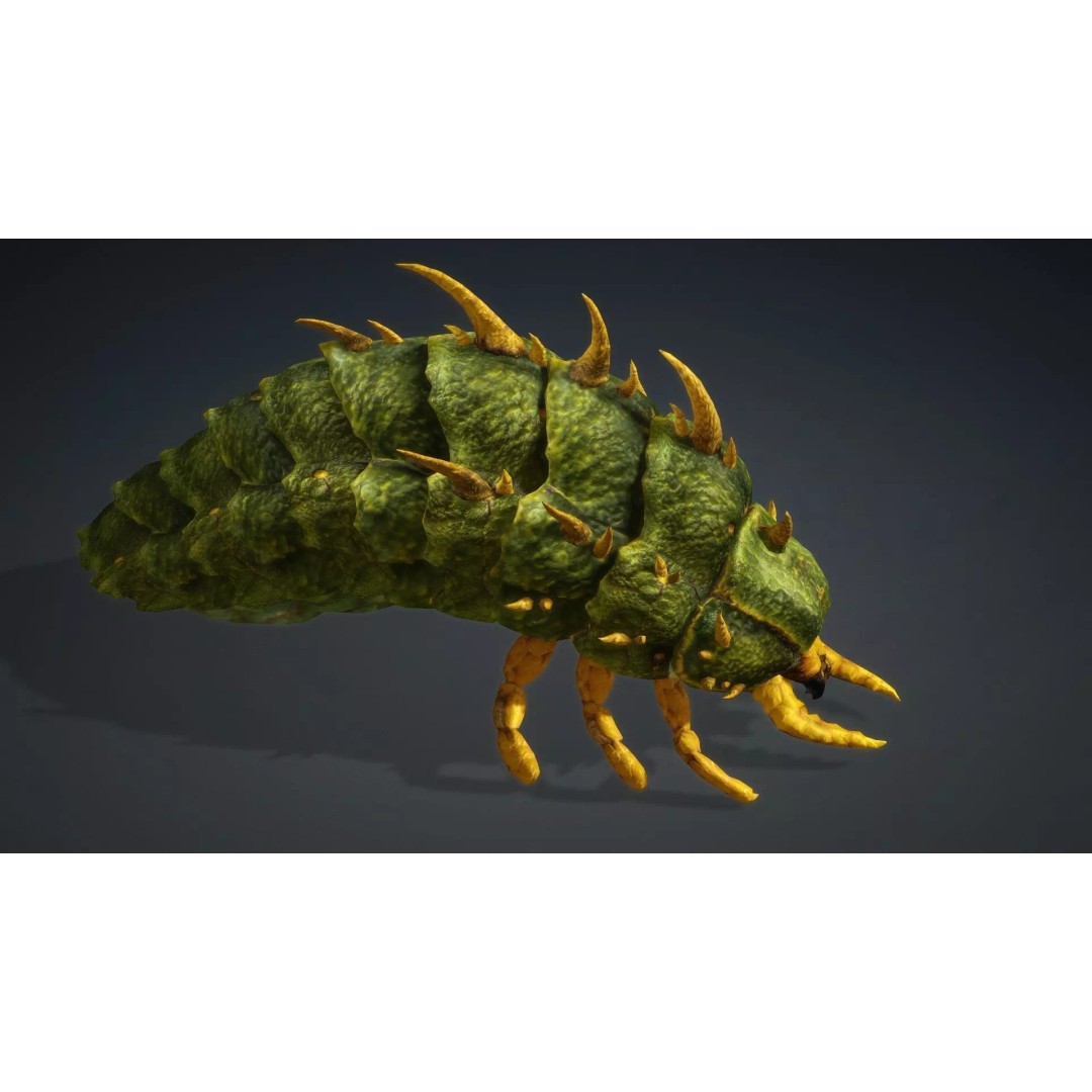 Larval 3D Model – Animated Rigged Insect Asset, PBR Textures - View 8
