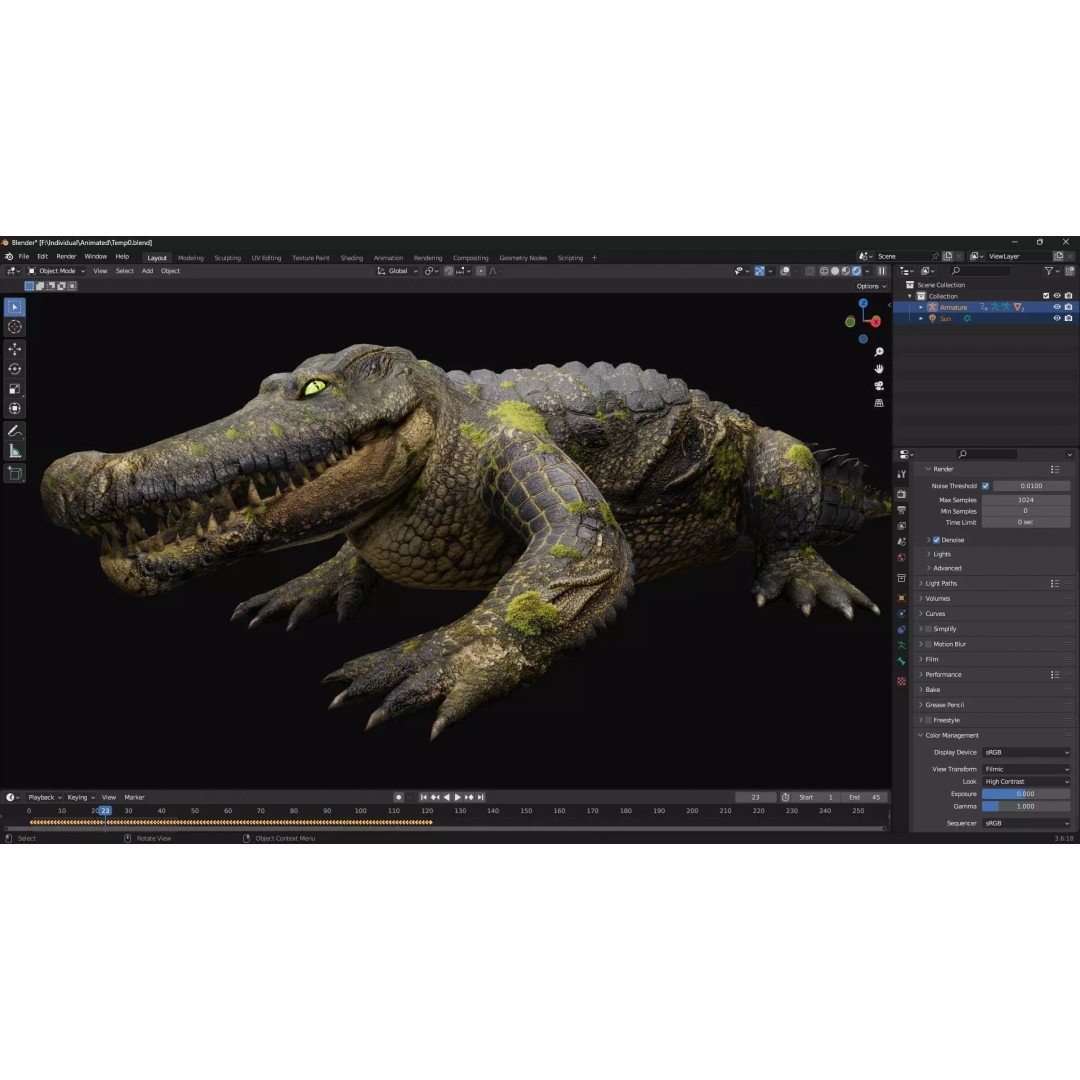 Crocodile 3D Model – Animated Rigged Creature, FBX, Blender