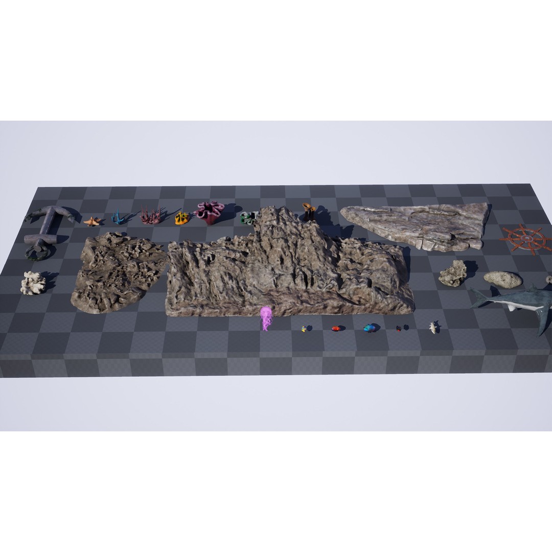 Ocean Floor 3D Model – High Quality Low Poly Environment, FBX - View 13
