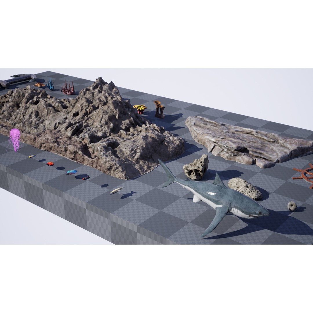 Ocean Floor 3D Model – High Quality Low Poly Environment, FBX - View 14