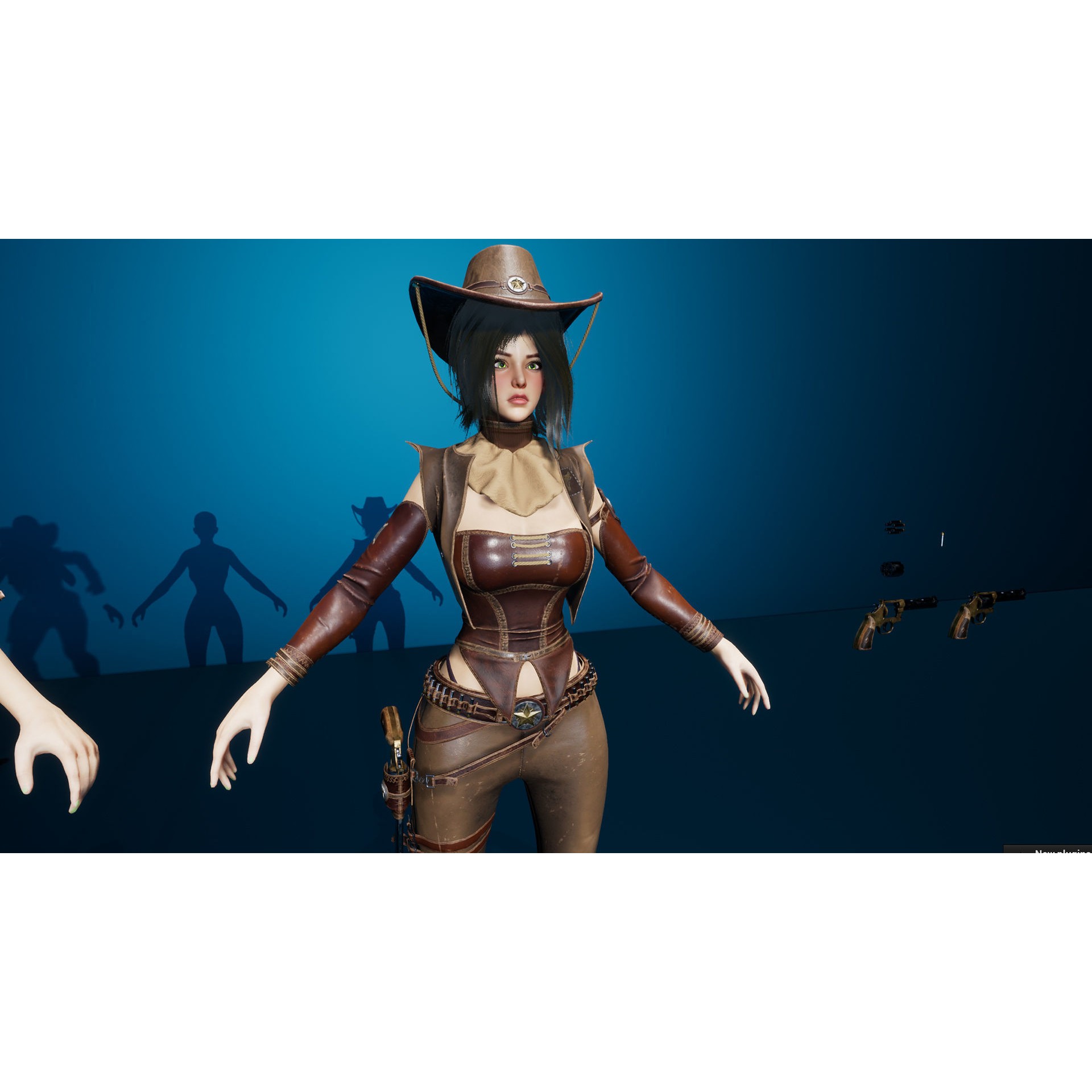 Cowboy Sheriff Girl - Low-Poly Game-Ready 3D Model - View 17