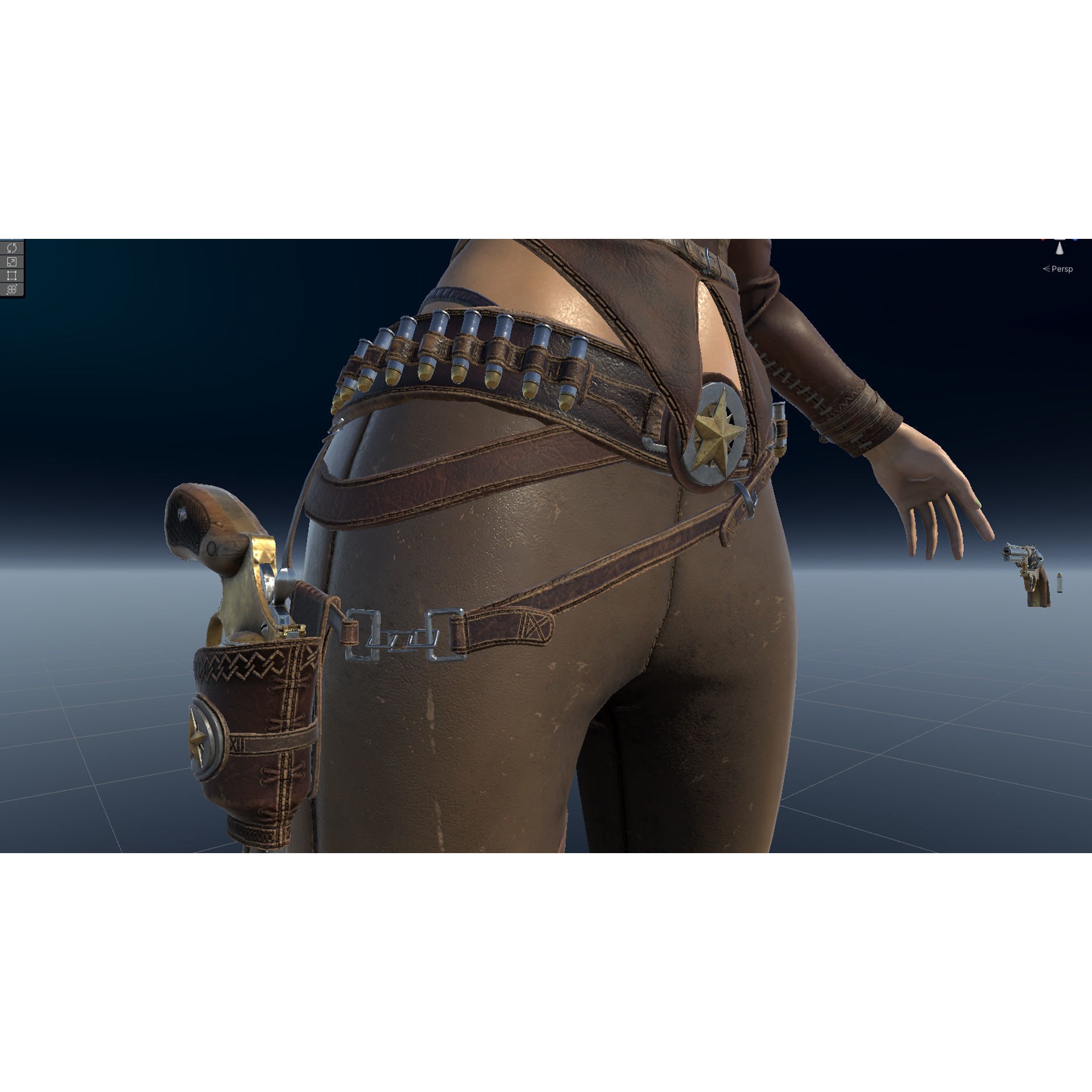 Cowboy Sheriff Girl - Low-Poly Game-Ready 3D Model - View 20