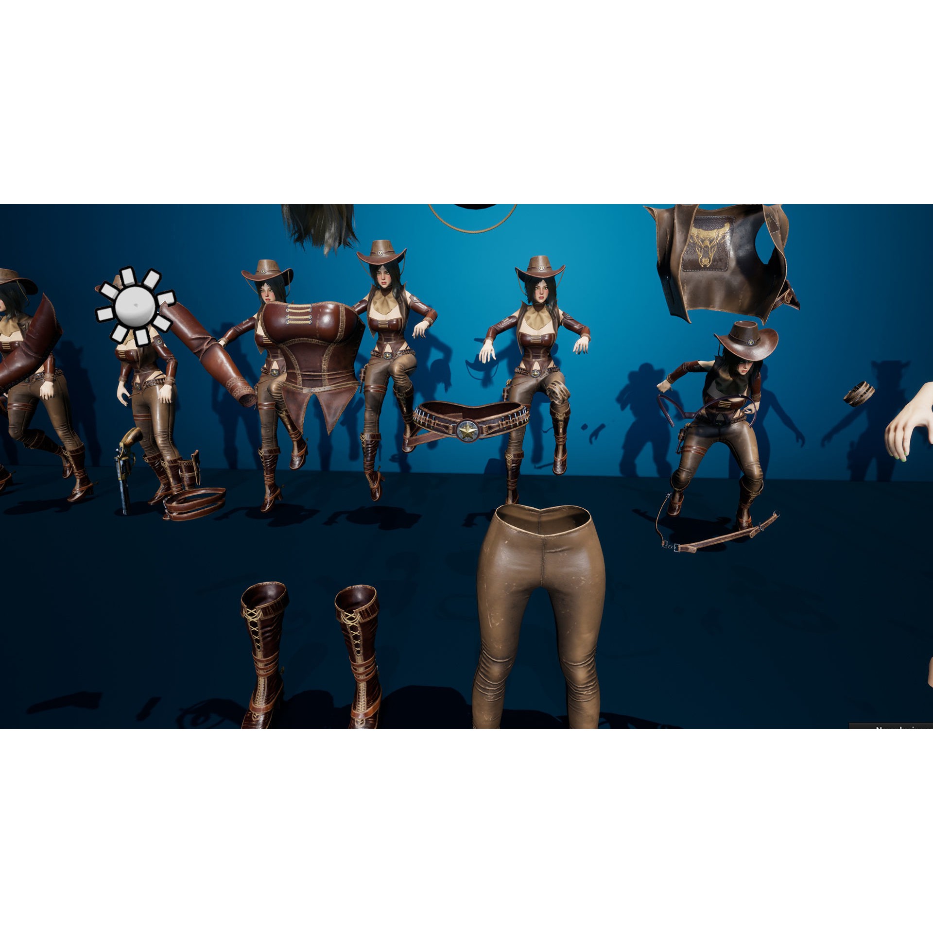 Cowboy Sheriff Girl - Low-Poly Game-Ready 3D Model - View 25