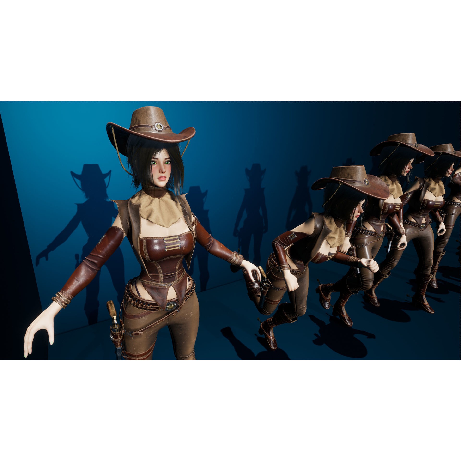 Cowboy Sheriff Girl - Low-Poly Game-Ready 3D Model - View 31