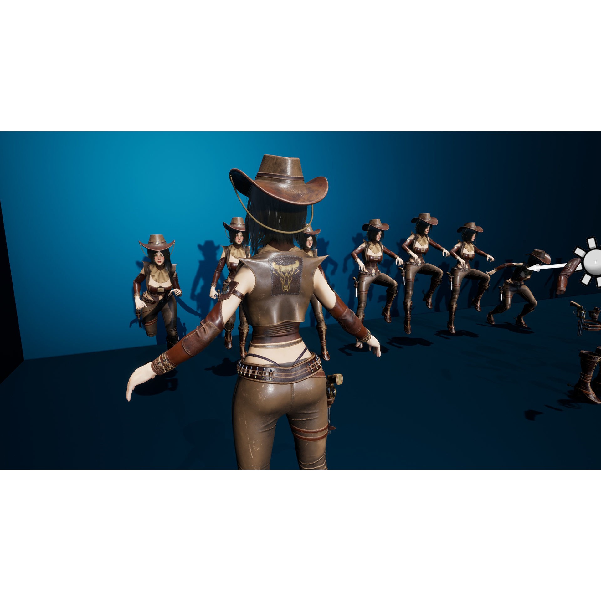 Cowboy Sheriff Girl - Low-Poly Game-Ready 3D Model - View 32