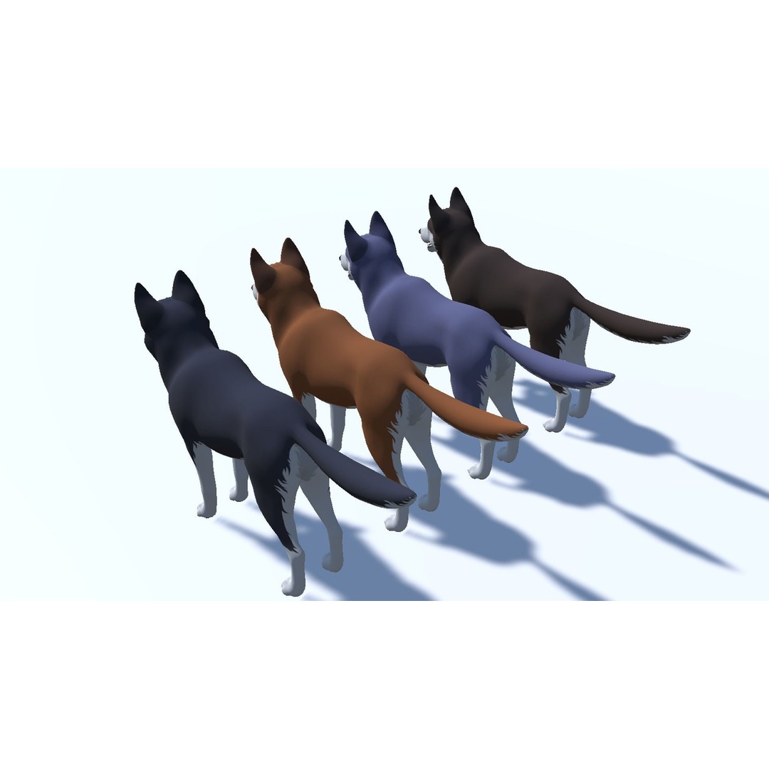 Cartoon Husky 3D Model – Low Poly Rigged Character with Animations - View 13