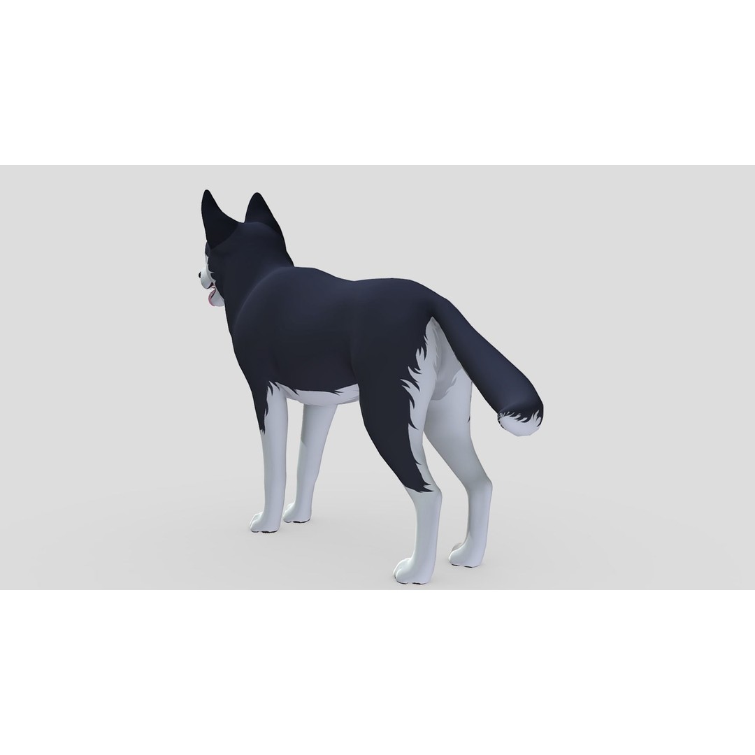Cartoon Husky 3D Model – Low Poly Rigged Character with Animations - View 6