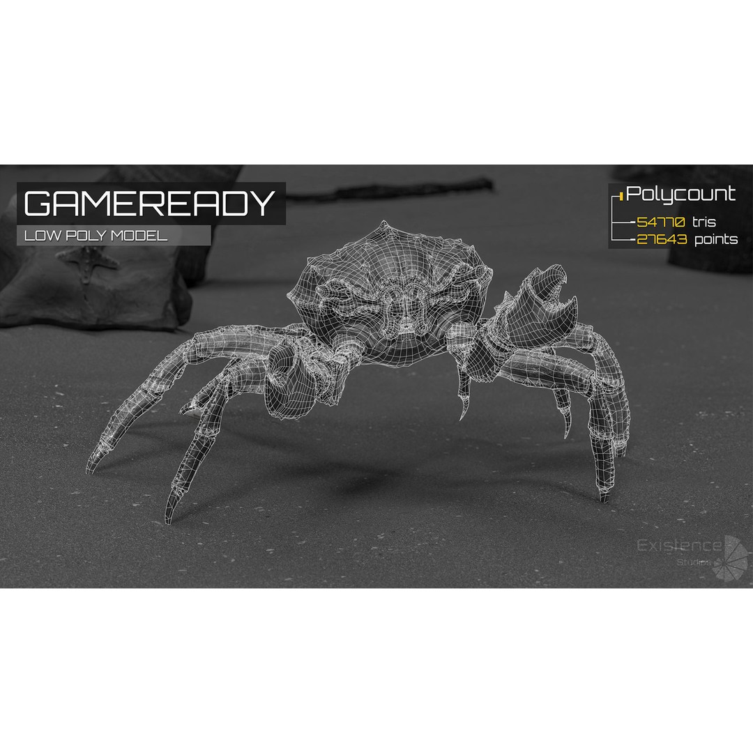 Royal Crab 3D Model – Realistic Rigged Animated Low Poly FBX - View 8