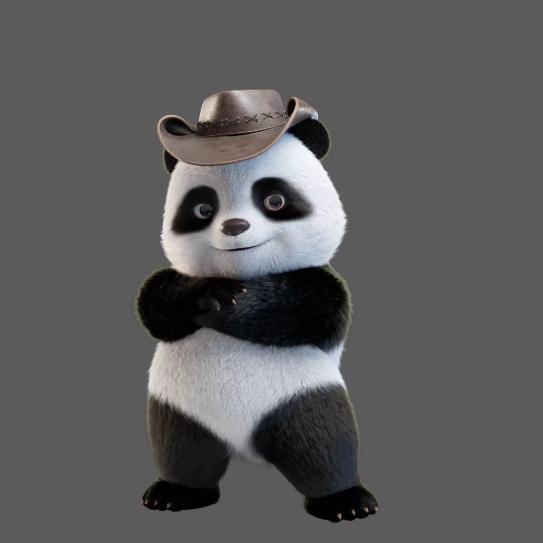 Cute Panda 3D Model – Cartoon Animal Character, Rigged PBR Textures - View 2