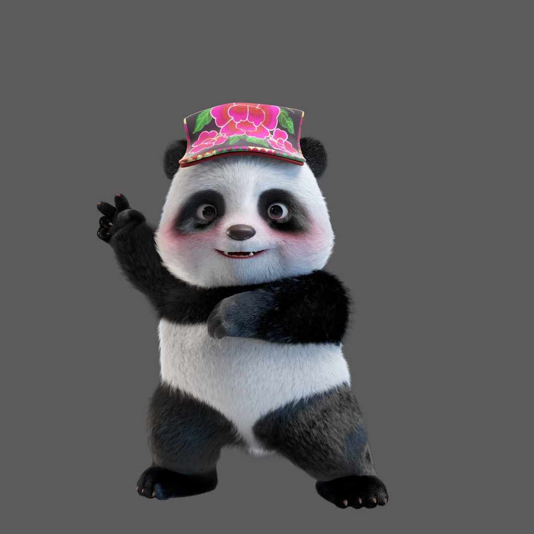 Cute Panda 3D Model – Cartoon Animal Character, Rigged PBR Textures - View 3