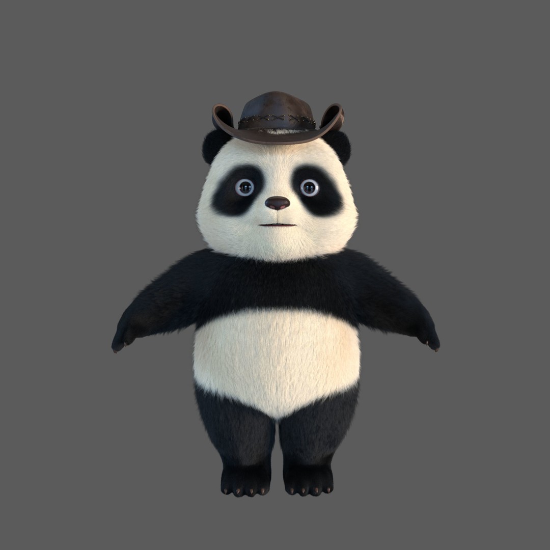 Cute Panda 3D Model – Cartoon Animal Character, Rigged PBR Textures - View 6