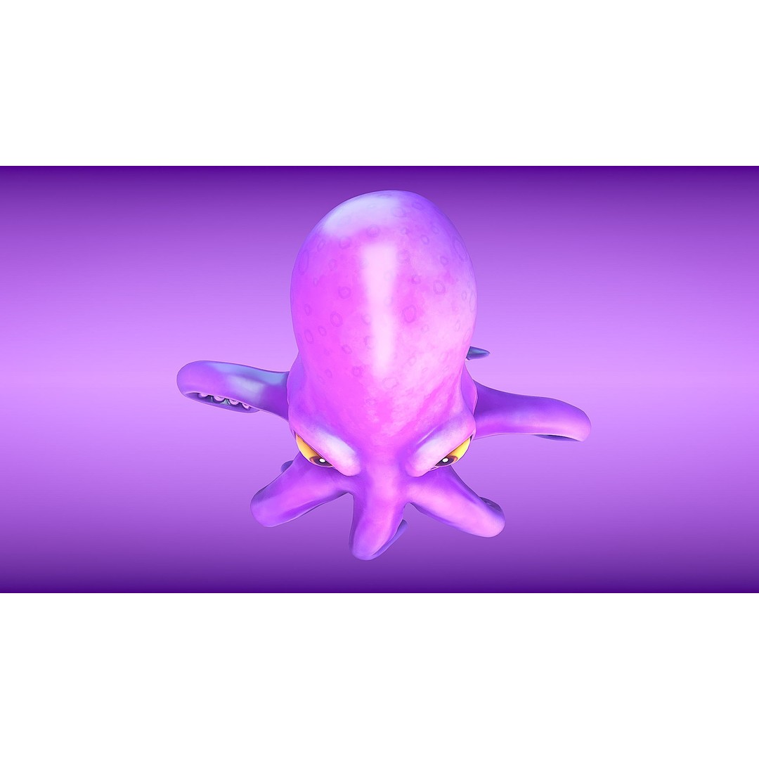Cartoon Octopus 3D Model – Low Poly Game Asset, PBR Textures, FBX - View 10