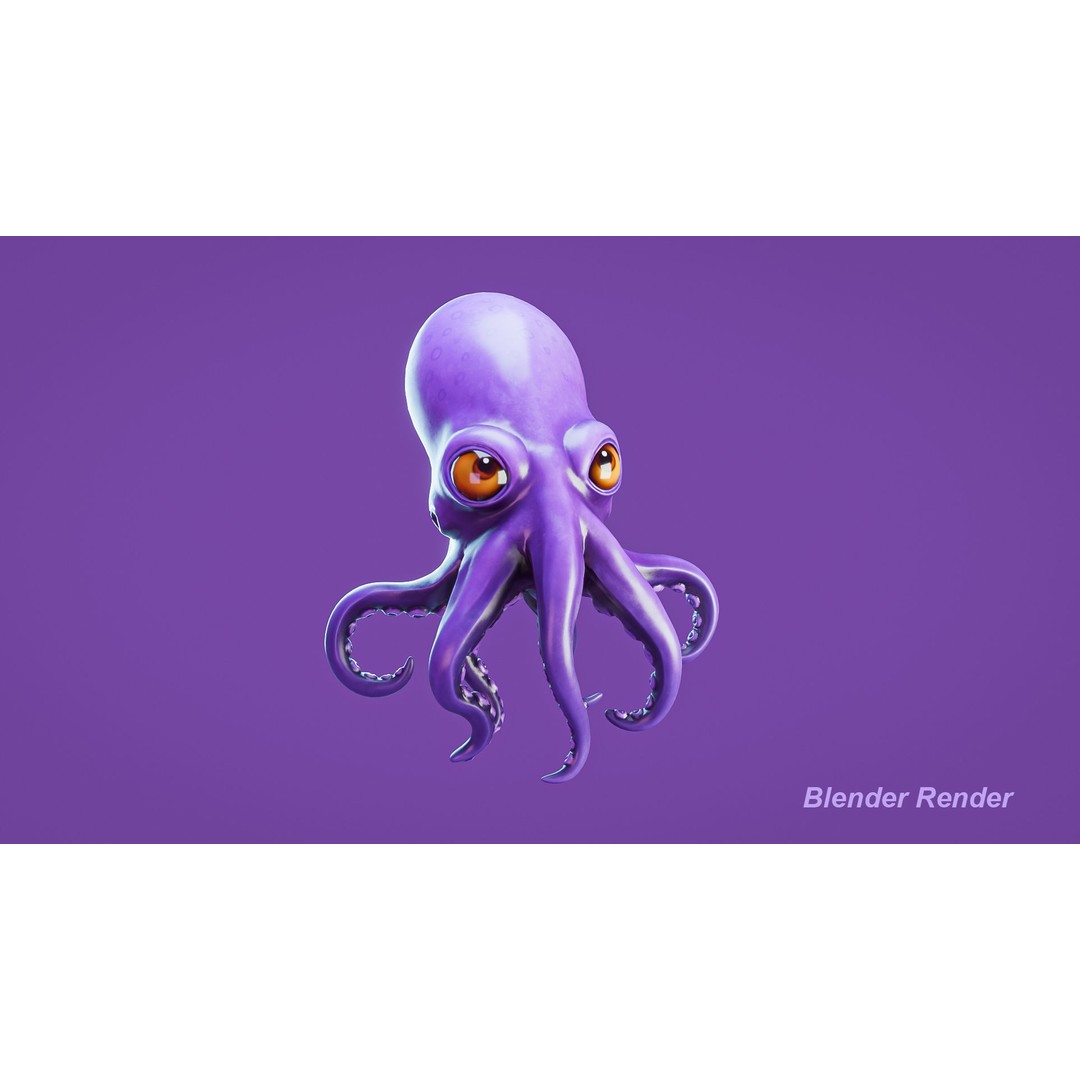 Cartoon Octopus 3D Model – Low Poly Game Asset, PBR Textures, FBX - View 12