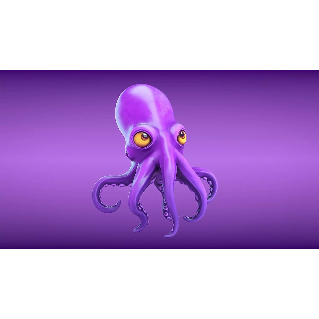 Cartoon Octopus 3D Model – Low Poly Game Asset, PBR Textures, FBX - View 2