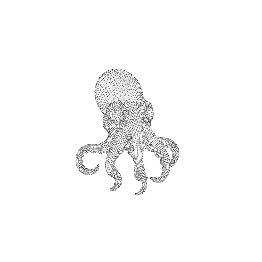Cartoon Octopus 3D Model – Low Poly Game Asset, PBR Textures, FBX - View 3