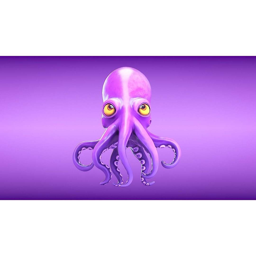 Cartoon Octopus 3D Model – Low Poly Game Asset, PBR Textures, FBX - View 4