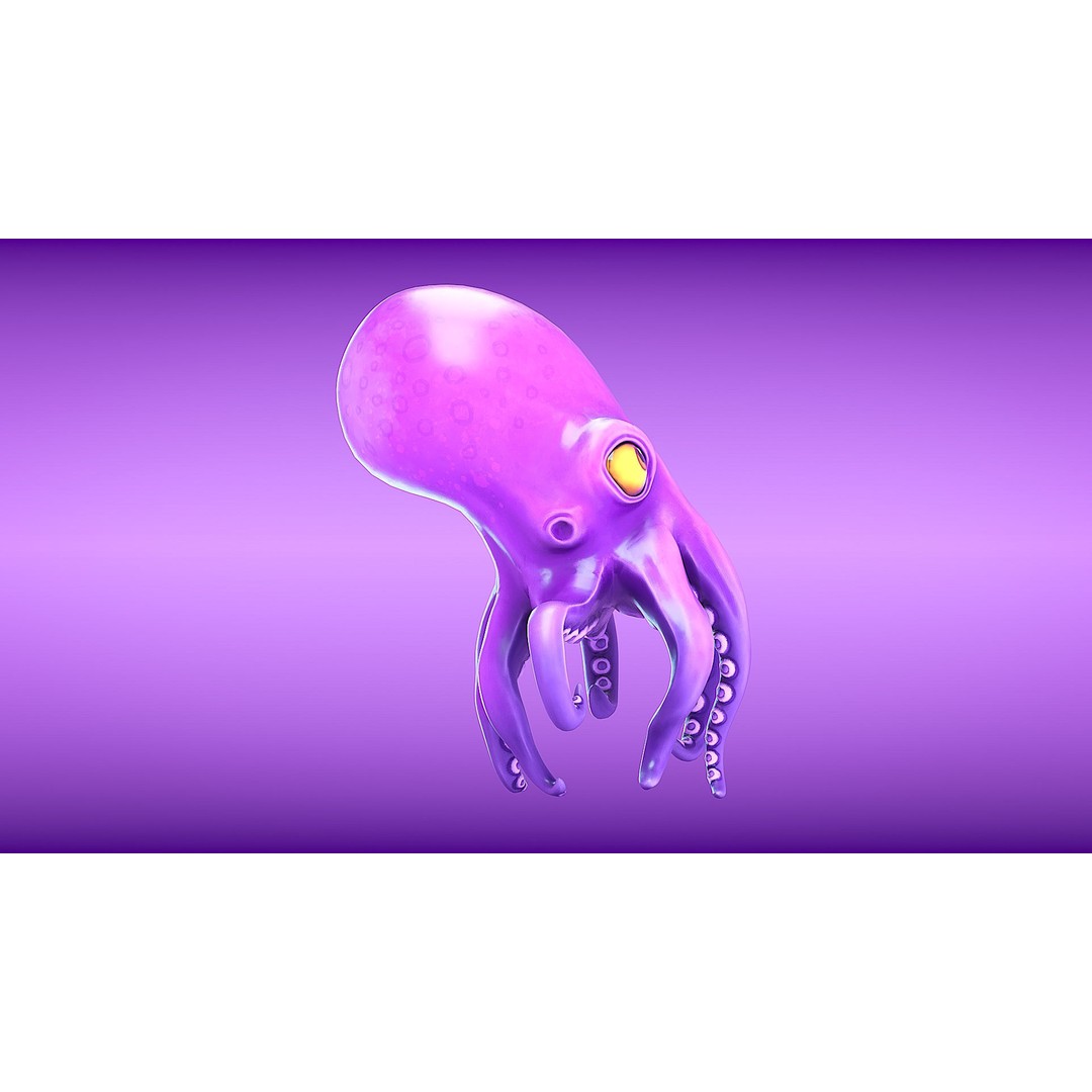 Cartoon Octopus 3D Model – Low Poly Game Asset, PBR Textures, FBX - View 6