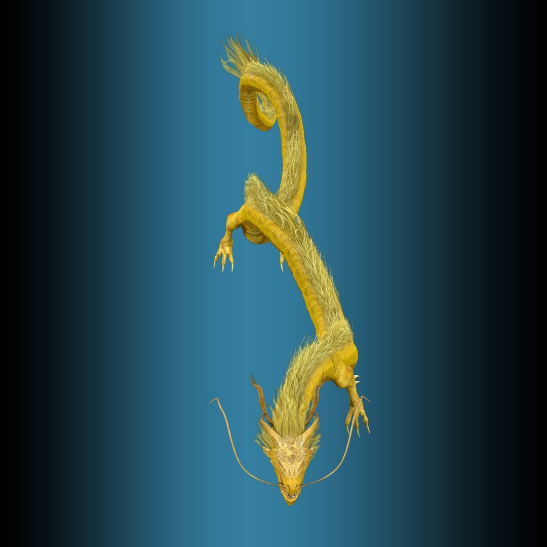 Golden Chinese Dragon 3D Model – Rigged Fantasy Creature, FBX, OBJ - View 10