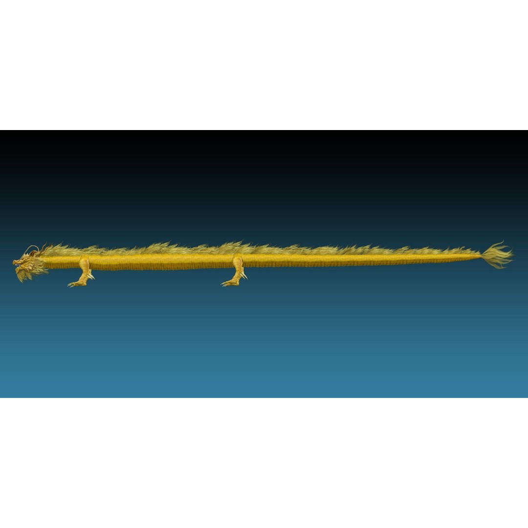 Golden Chinese Dragon 3D Model – Rigged Fantasy Creature, FBX, OBJ - View 11