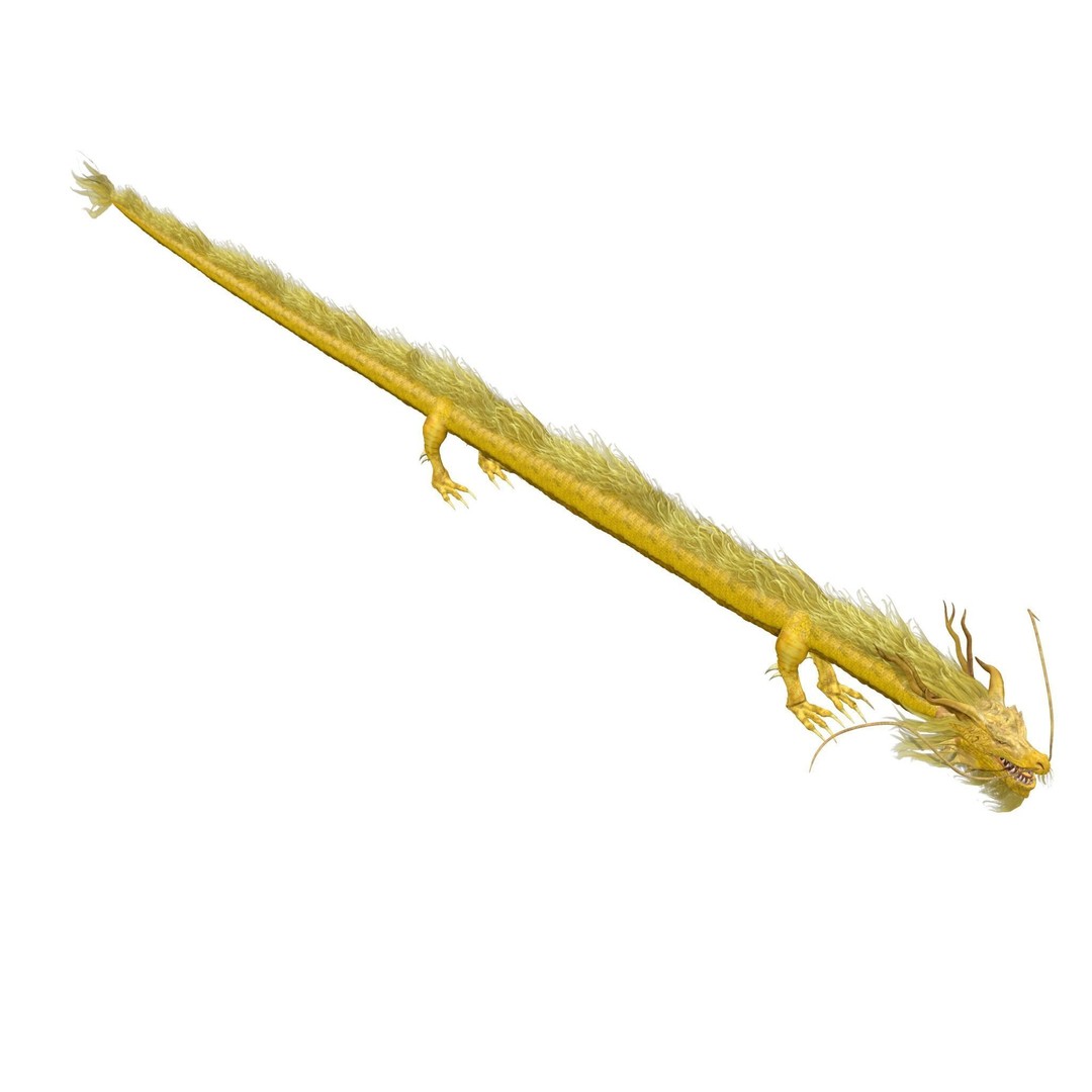 Golden Chinese Dragon 3D Model – Rigged Fantasy Creature, FBX, OBJ - View 14