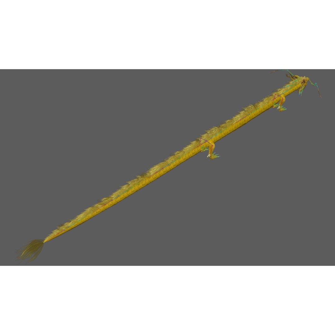 Golden Chinese Dragon 3D Model – Rigged Fantasy Creature, FBX, OBJ - View 16